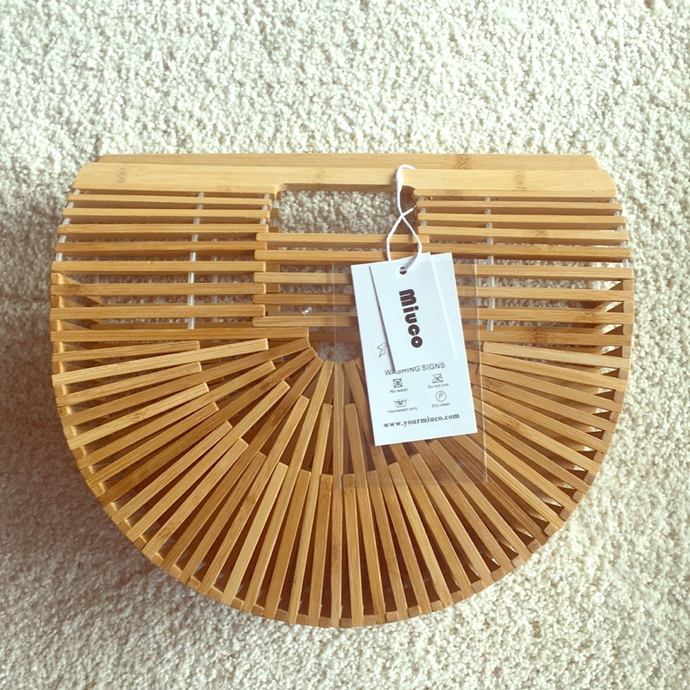 Wooden clutch bag. Made from bamboo (?)
